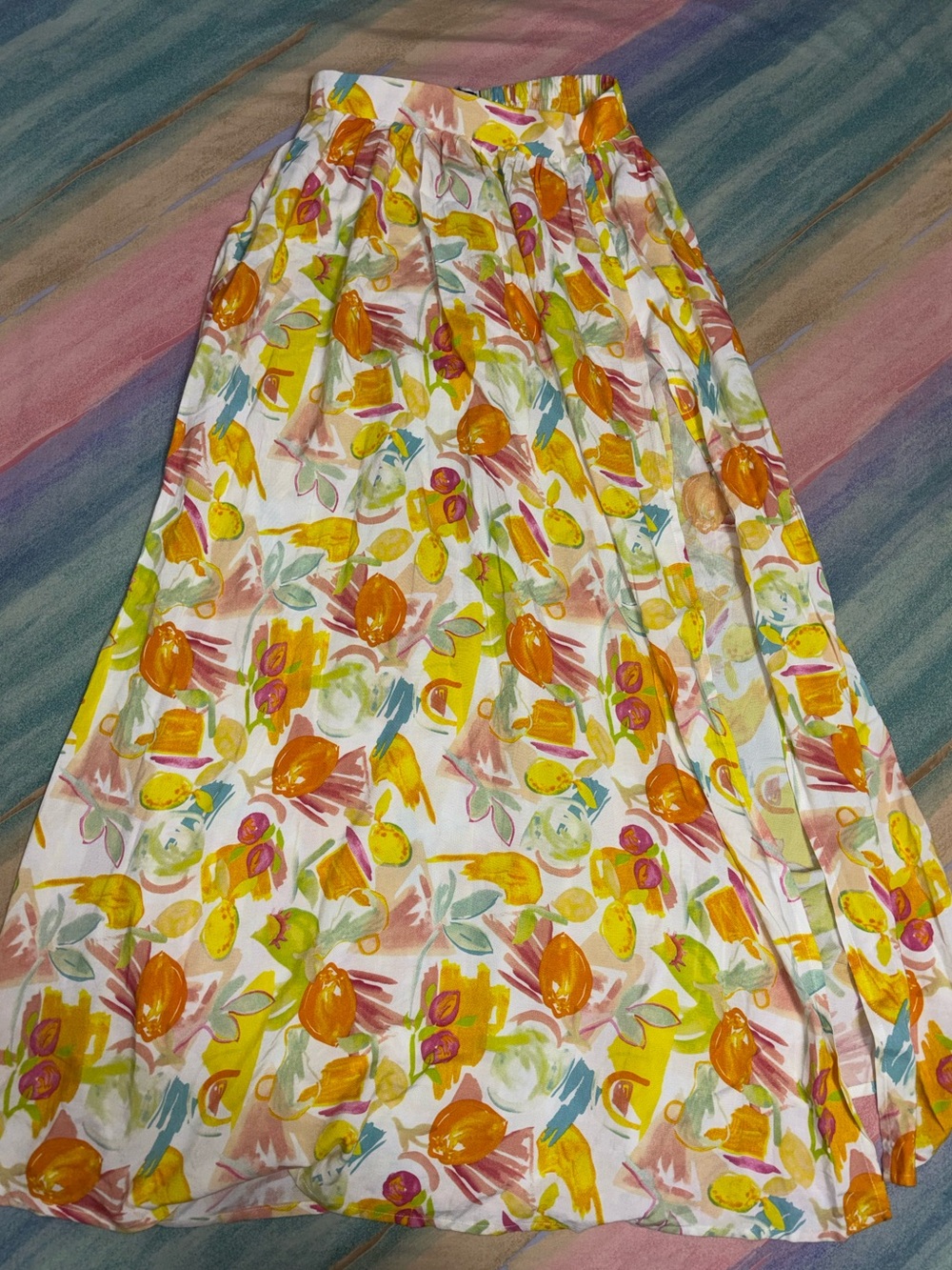 RUNAWAY THE LABEL Zola Maxi Skirt citrus print size S